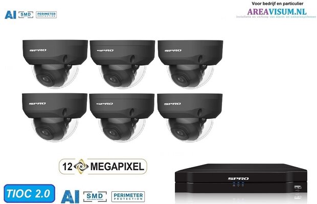 S-PRO camerasysteem met 6 X 8 MP dome camera