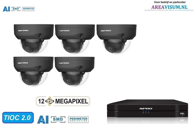 S-PRO camerasysteem met 5 X 8 MP dome camera