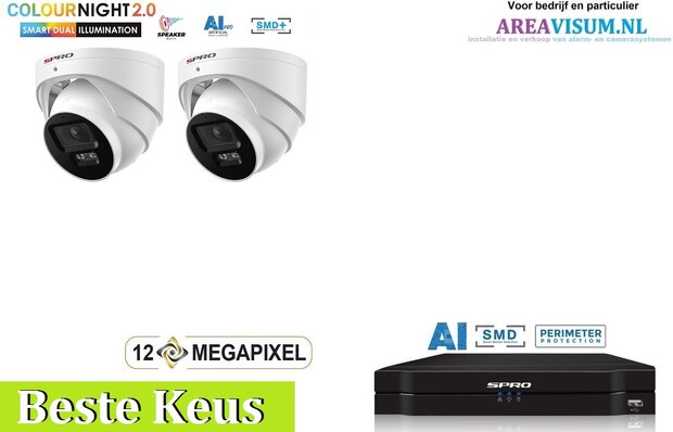 NVR 1TB met 2 x 4MP camera COLOUR NIGHT 2.0 met microfoon.