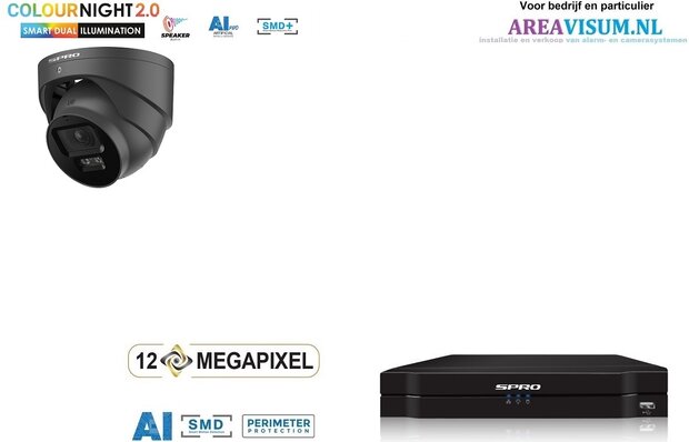 NVR 1TB met 1 x 4MP camera COLOUR NIGHT 2.0 met microfoon. zw