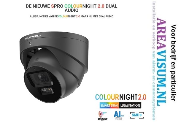 NVR 1TB met 5 x 4MP camera COLOUR NIGHT 2.0 met microfoon. zw