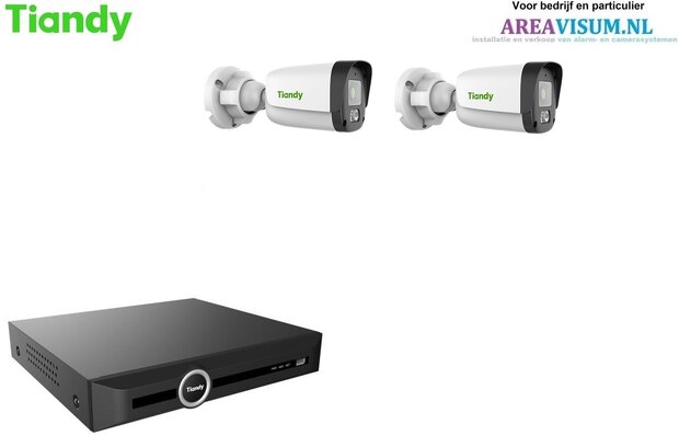 Tiandy NVR met 2 x 4MP bullet camera