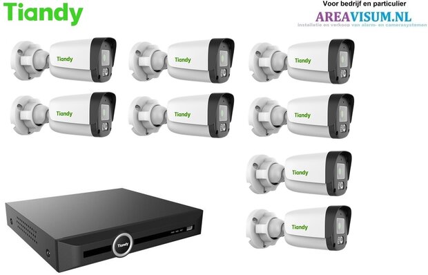 Tiandy NVR met 8 x 4MP bullet camera