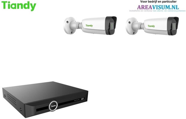 Tiandy NVR met 2 x 4MP Colornight bullet camera met microfoon