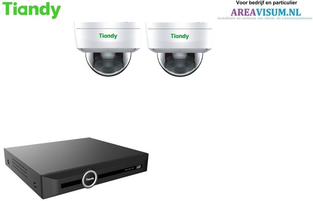 Tiandy NVR met 2 x 5MP dome camera  met microfoon